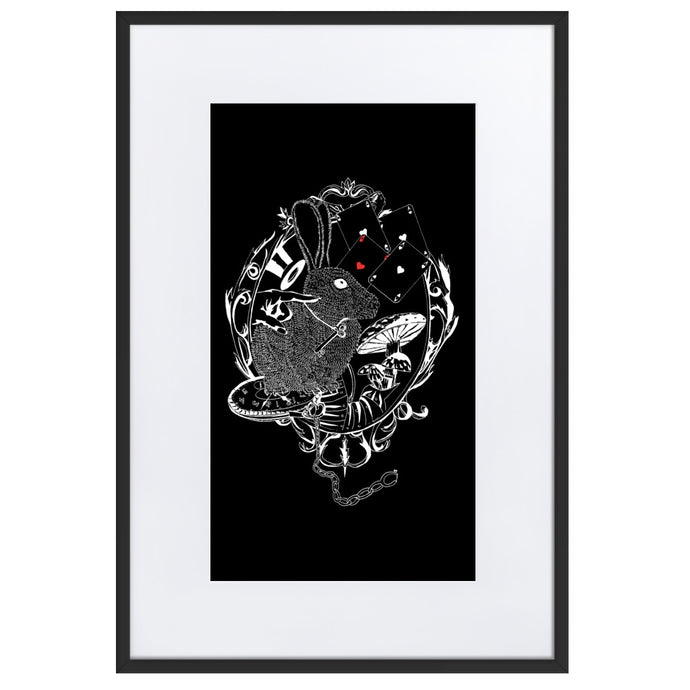 Alice In Wonderland On Black Framed Poster by Francesca Calabrò