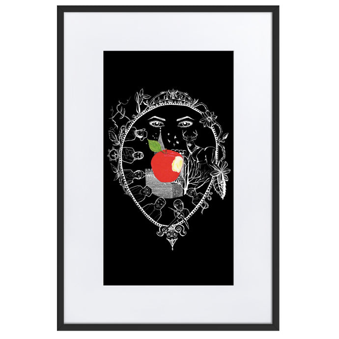 Snow White On Black Framed Poster by Francesca Calabrò