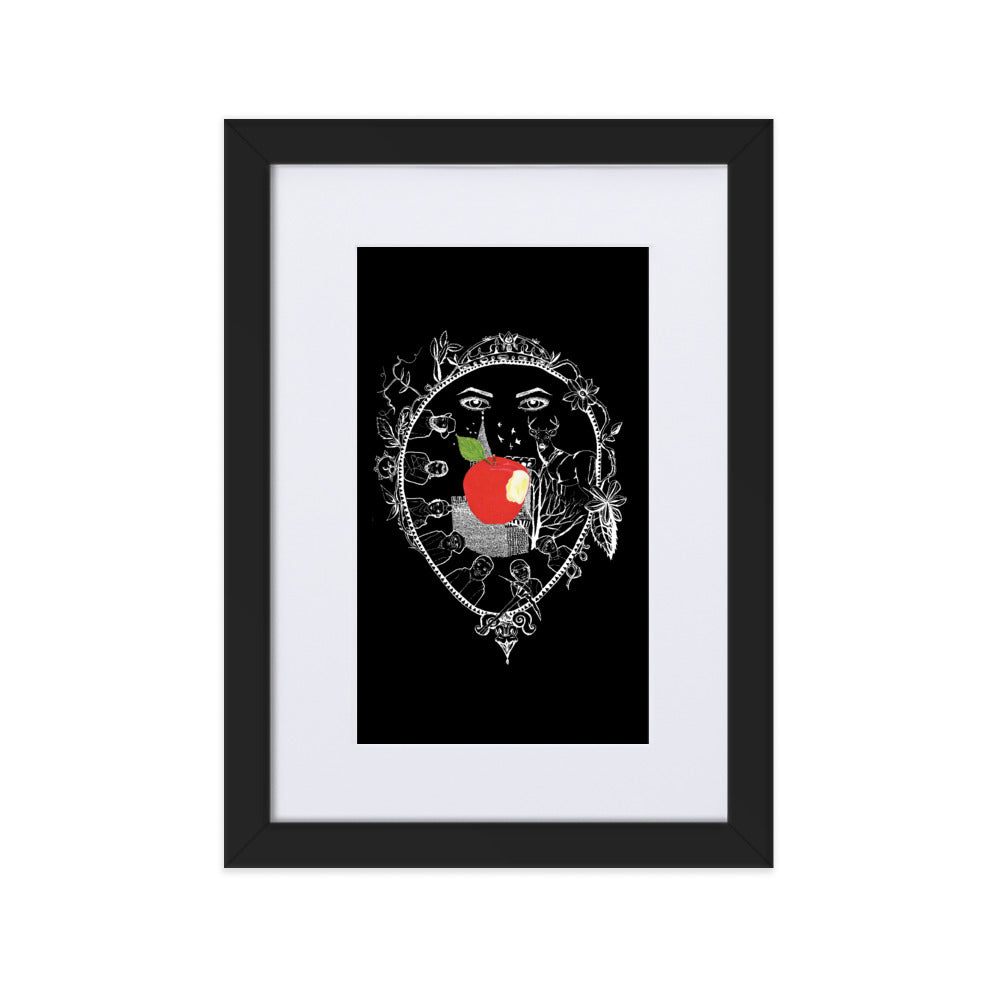 Snow White On Black Framed Poster by Francesca Calabrò