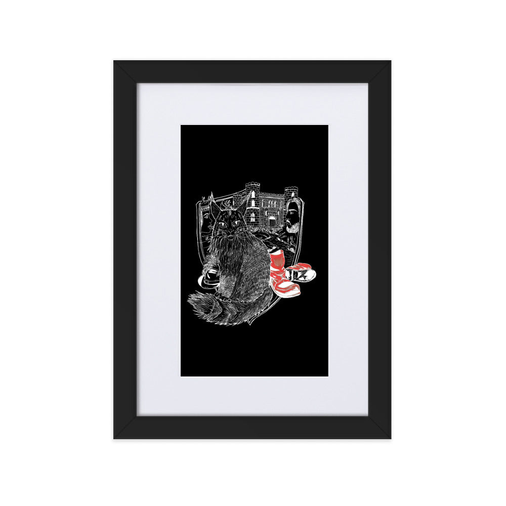 Puss In Boots On Black Framed Poster by Francesca Calabrò