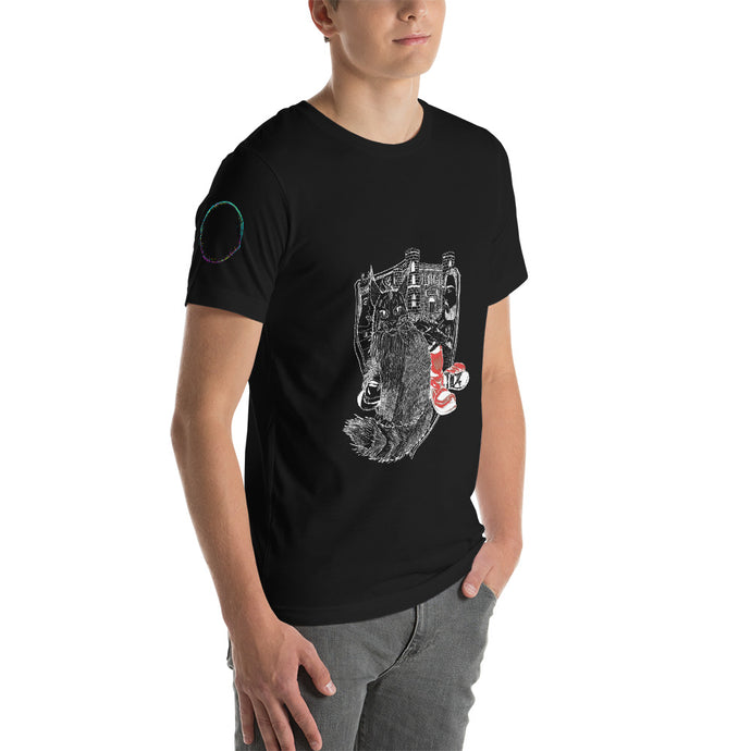 Puss In Boots Black Short-Sleeve Unisex T-Shirt by Francesca Calabrò